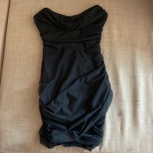 Black mini dress with corset style top